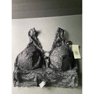 Pure Beauty Rene Rofe Black Lace Bralette Bra Medium Front Closure Adjust Strap